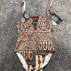 Vintage Tapestry One Piece SwimSuit NWT